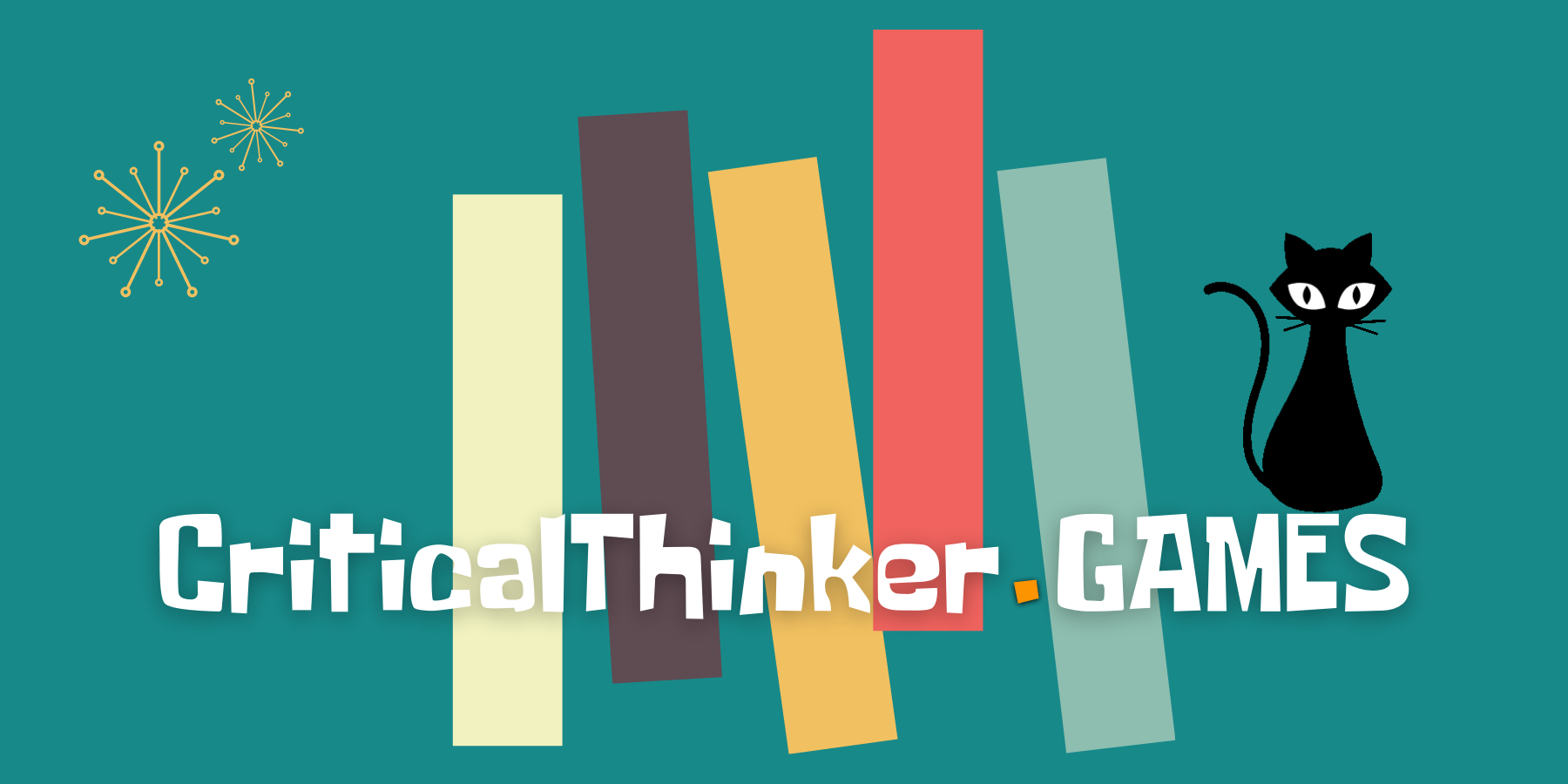 Critical Thinking Games logo shows Critical Thinking cat perched on the CriticalThinker.games URL.